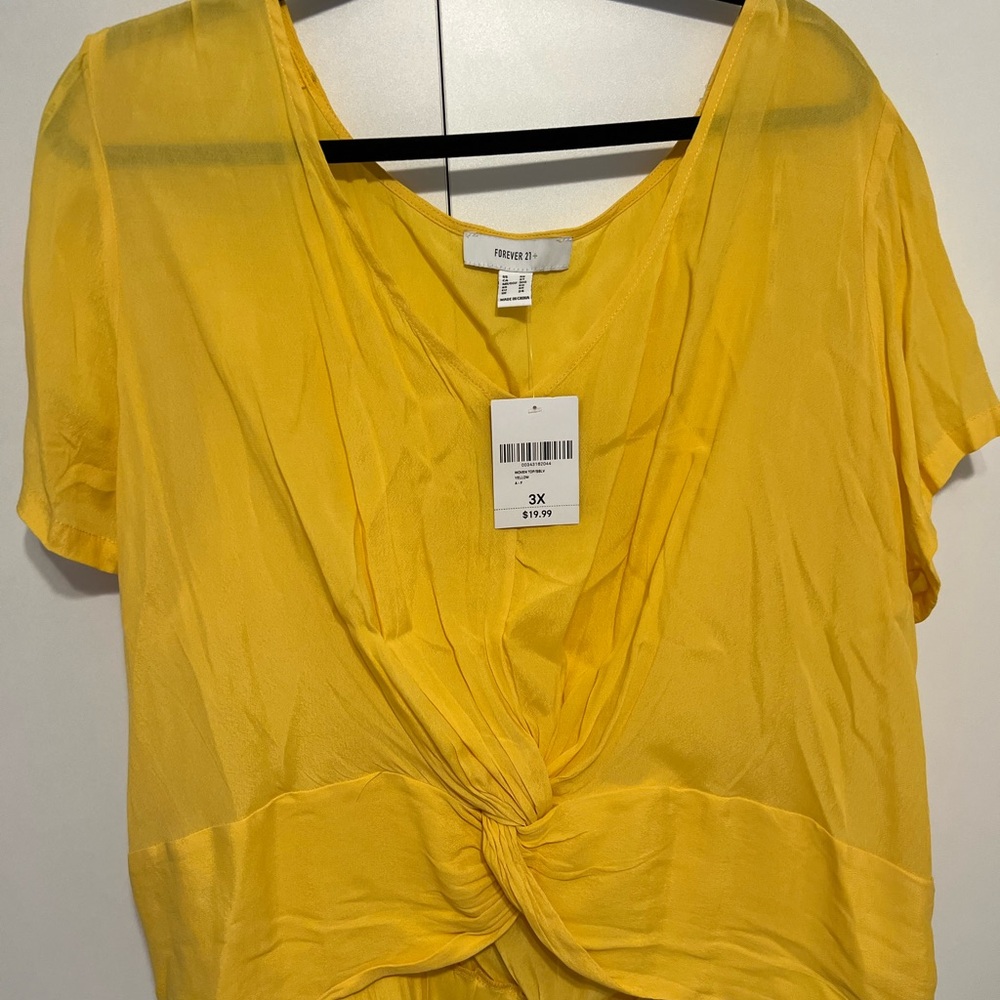 Forever 21 Yellow Tie Front Blouse